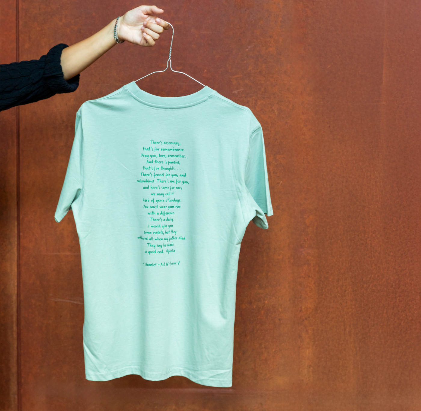 Adult T Shirt: Ophelia's Flowers Aloe Green