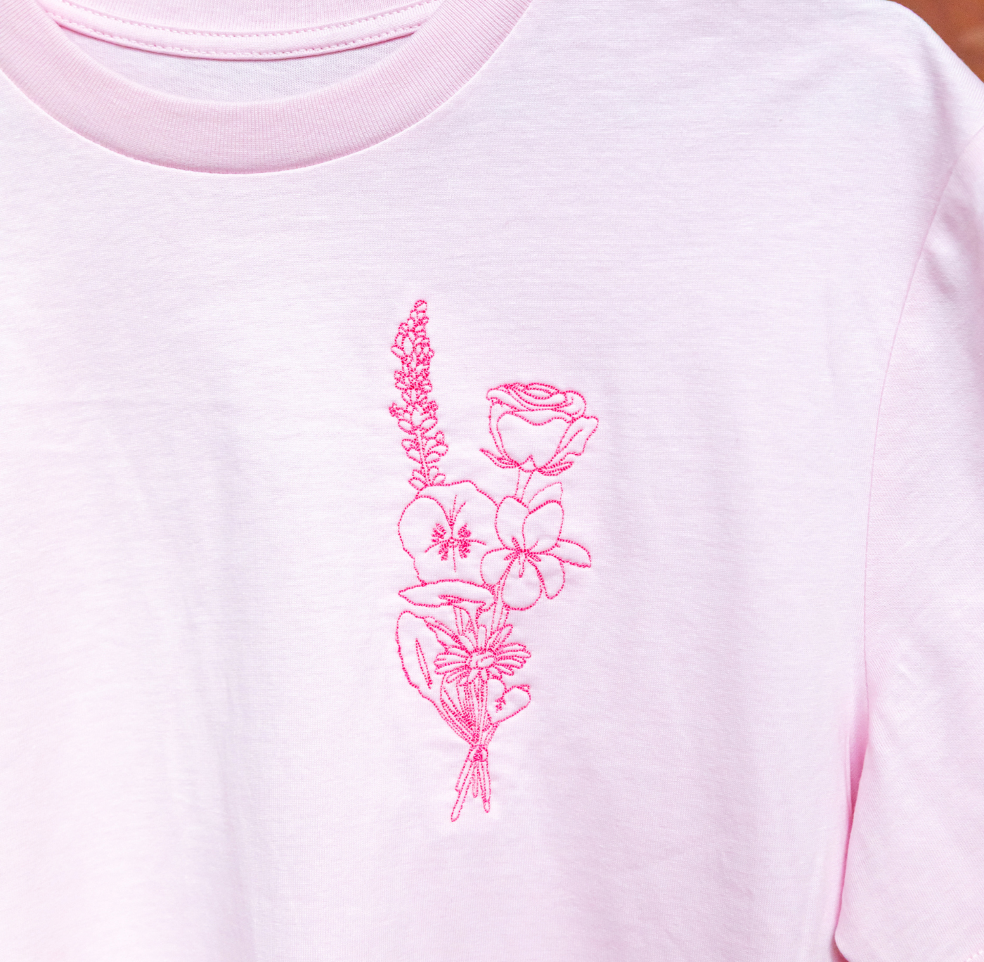 Adult T Shirt: Ophelia's Flowers Cotton Candy Pink