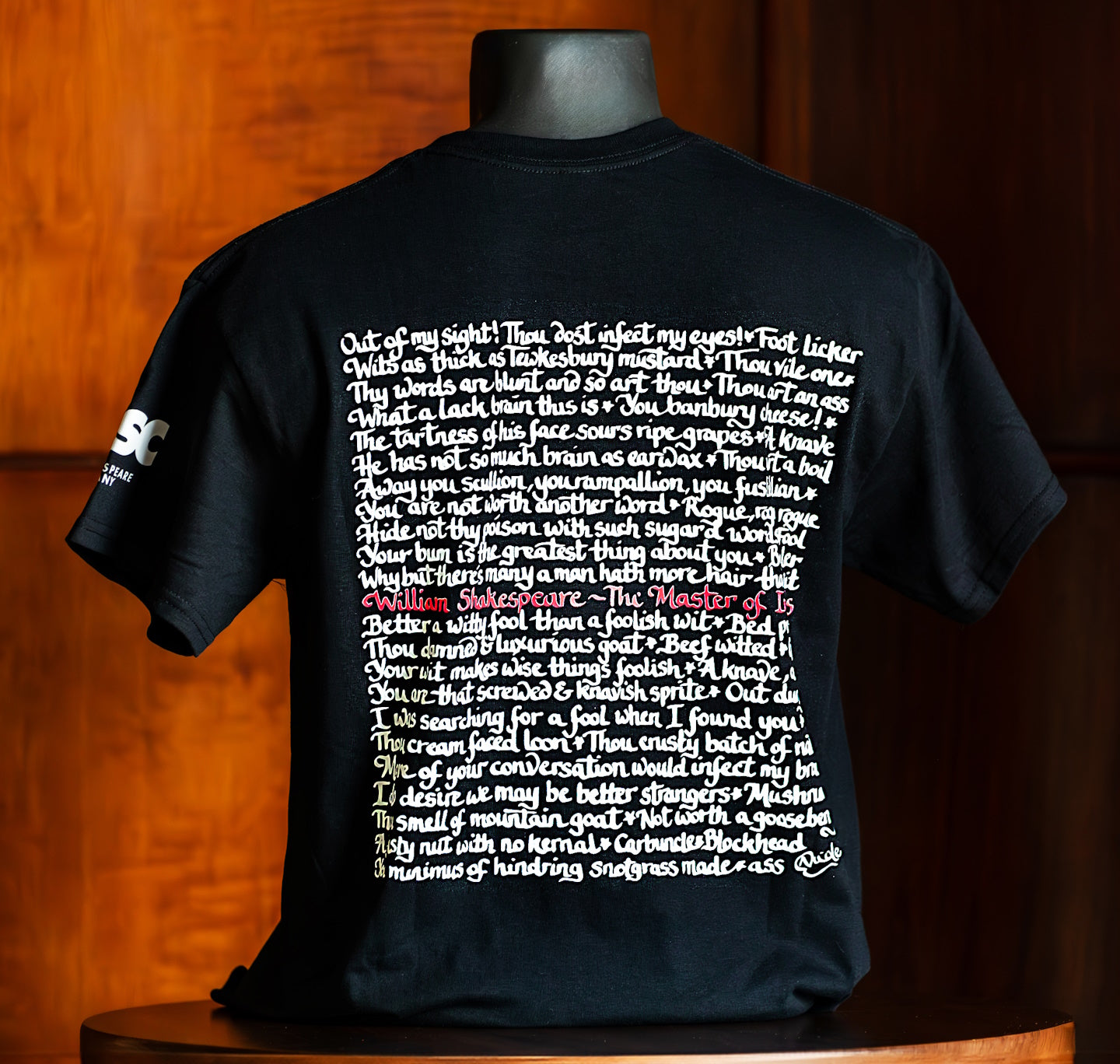 Adult T Shirt: William Shakespeare The Master Of Insults - Black