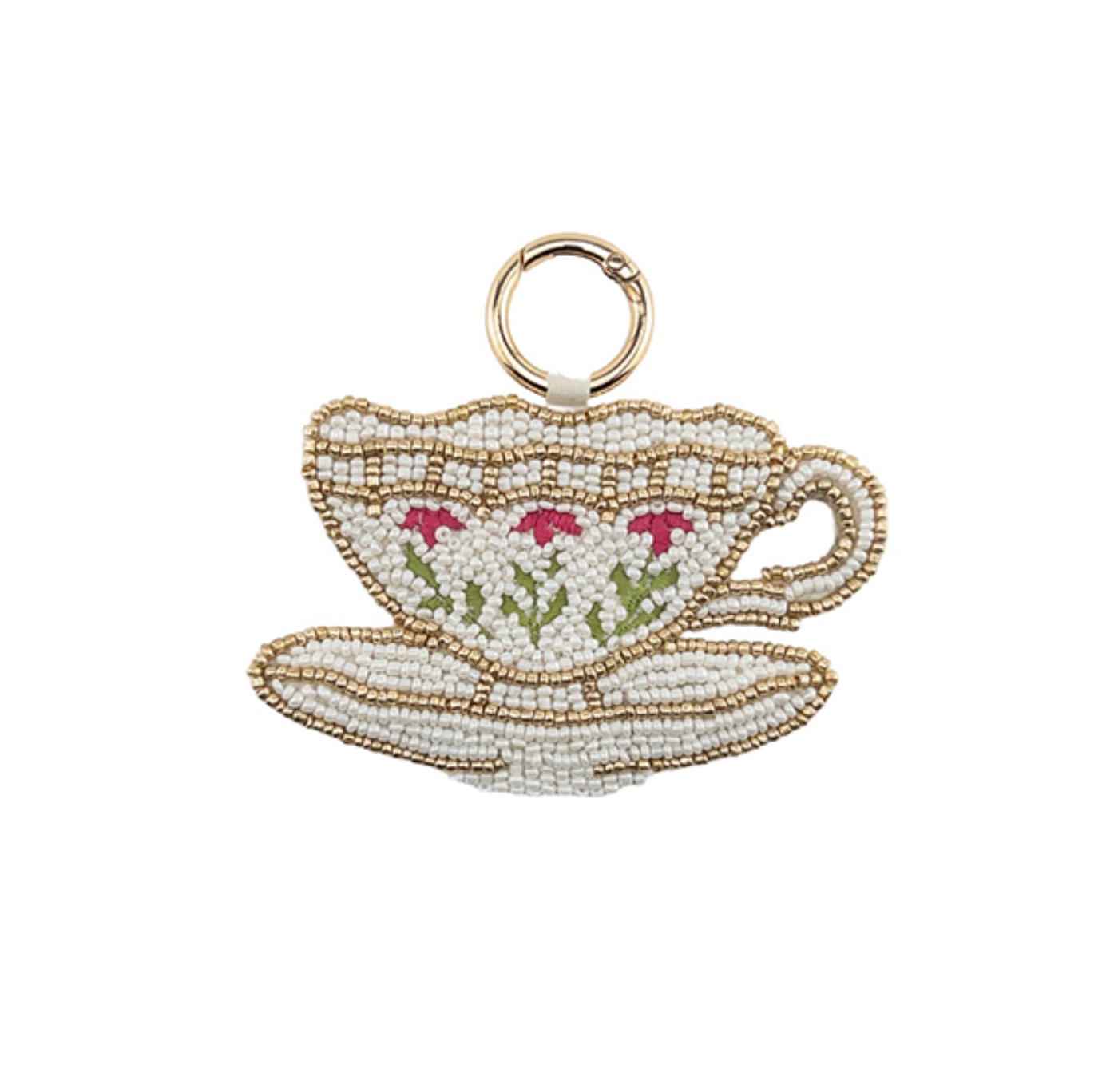 Bag Charm: Beaded Tea Cup