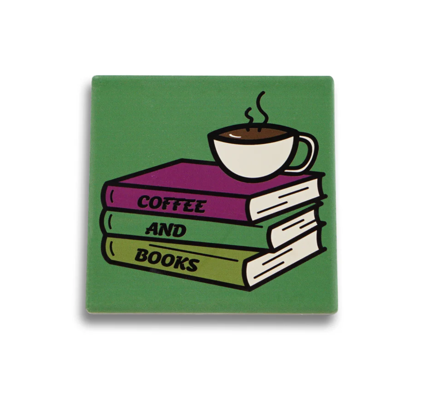 Ceramic Coaster: Coffee And Books