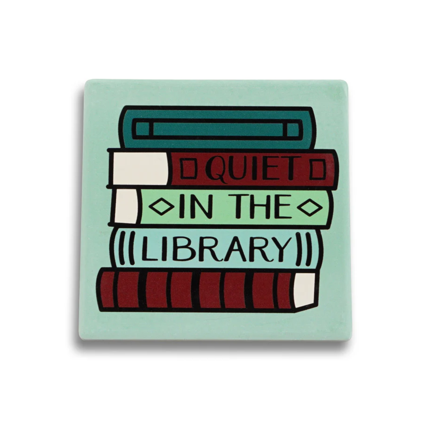 Ceramic Coaster: Quiet In The Library