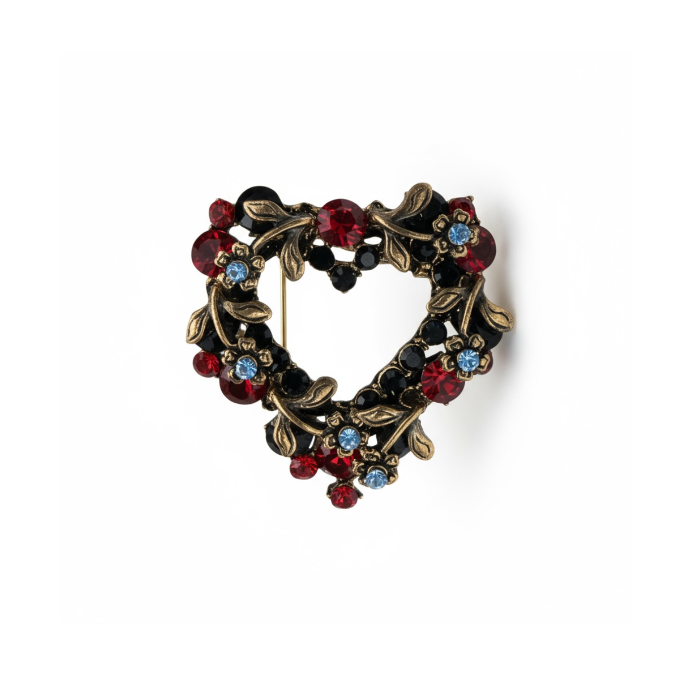 Christmas Brooch: Jeweled Heart Wreath