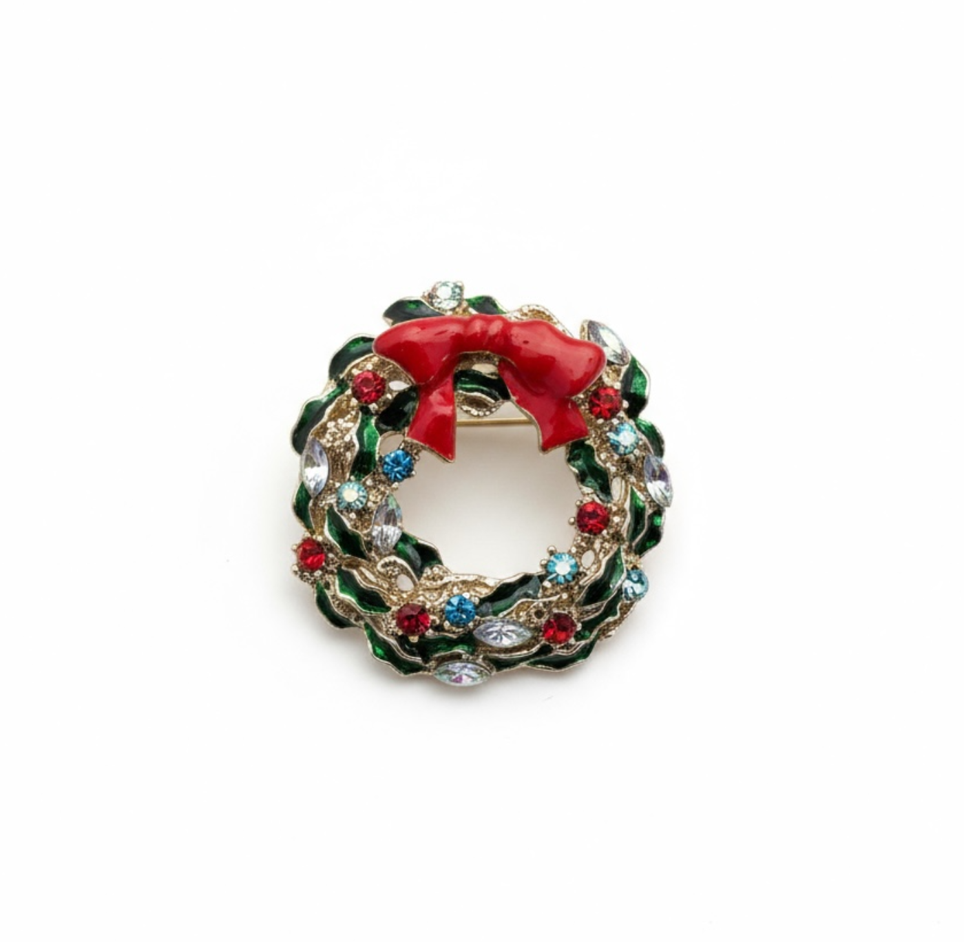 Christmas Brooch: Jeweled Wreath