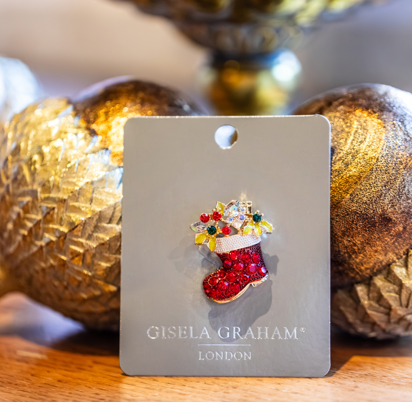 Christmas Brooch: Red Christmas Stocking