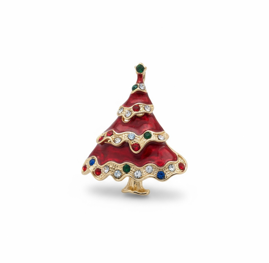 Christmas Brooch: Red Christmas Tree
