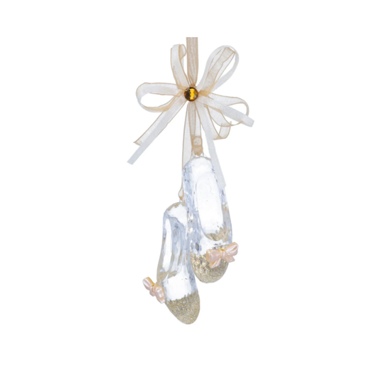 Decoration: Acrylic Gold Ribbon Ballet Shoes