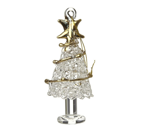 Decoration: Glass Christmas Tree With Gold Garland