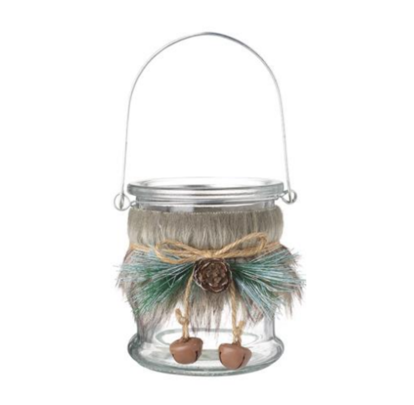Decoration: Glass T-Light Jar With Fur
