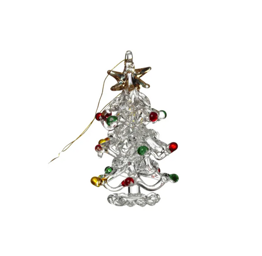 Decoration: Hanging Glass Coloured Christmas Tree