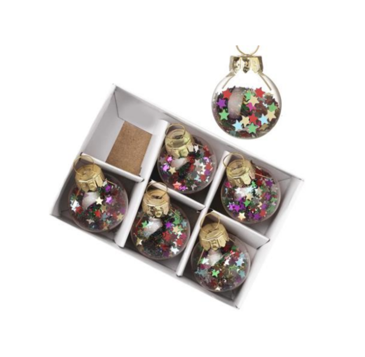Decoration: Multi Coloured Star Filled Bauble Set