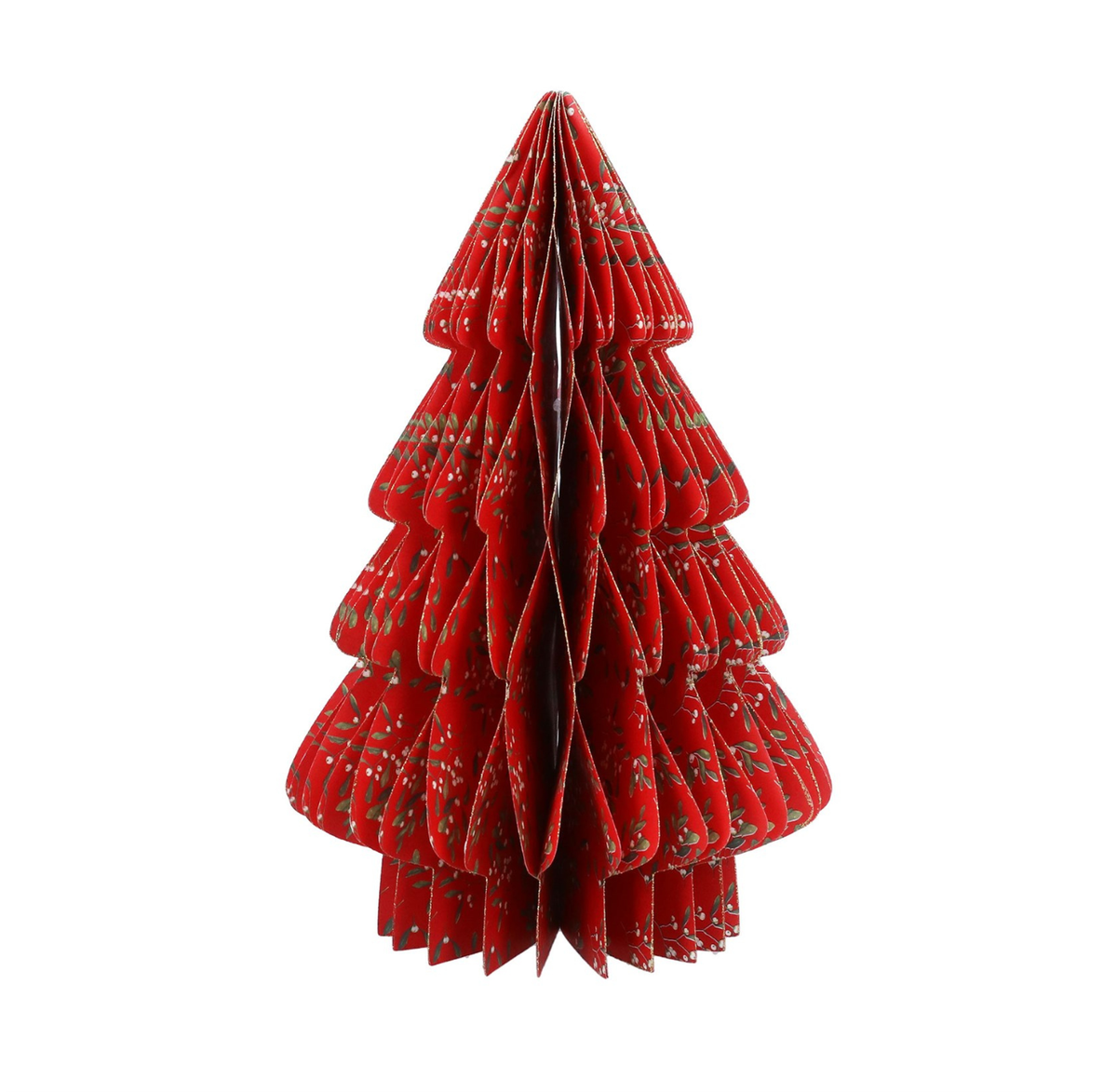 Decoration: Paper Honeycomb Tree Red With Mistletoe