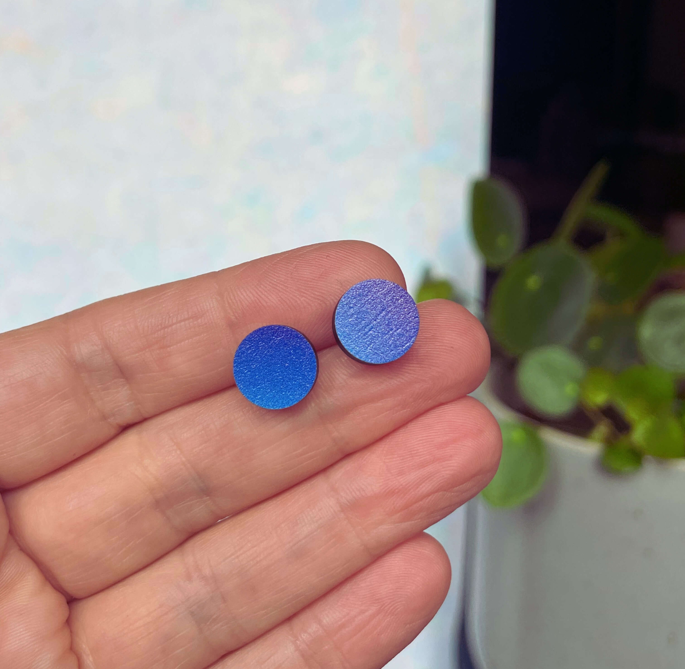 Earrings: Circle Stud Ocean Blue