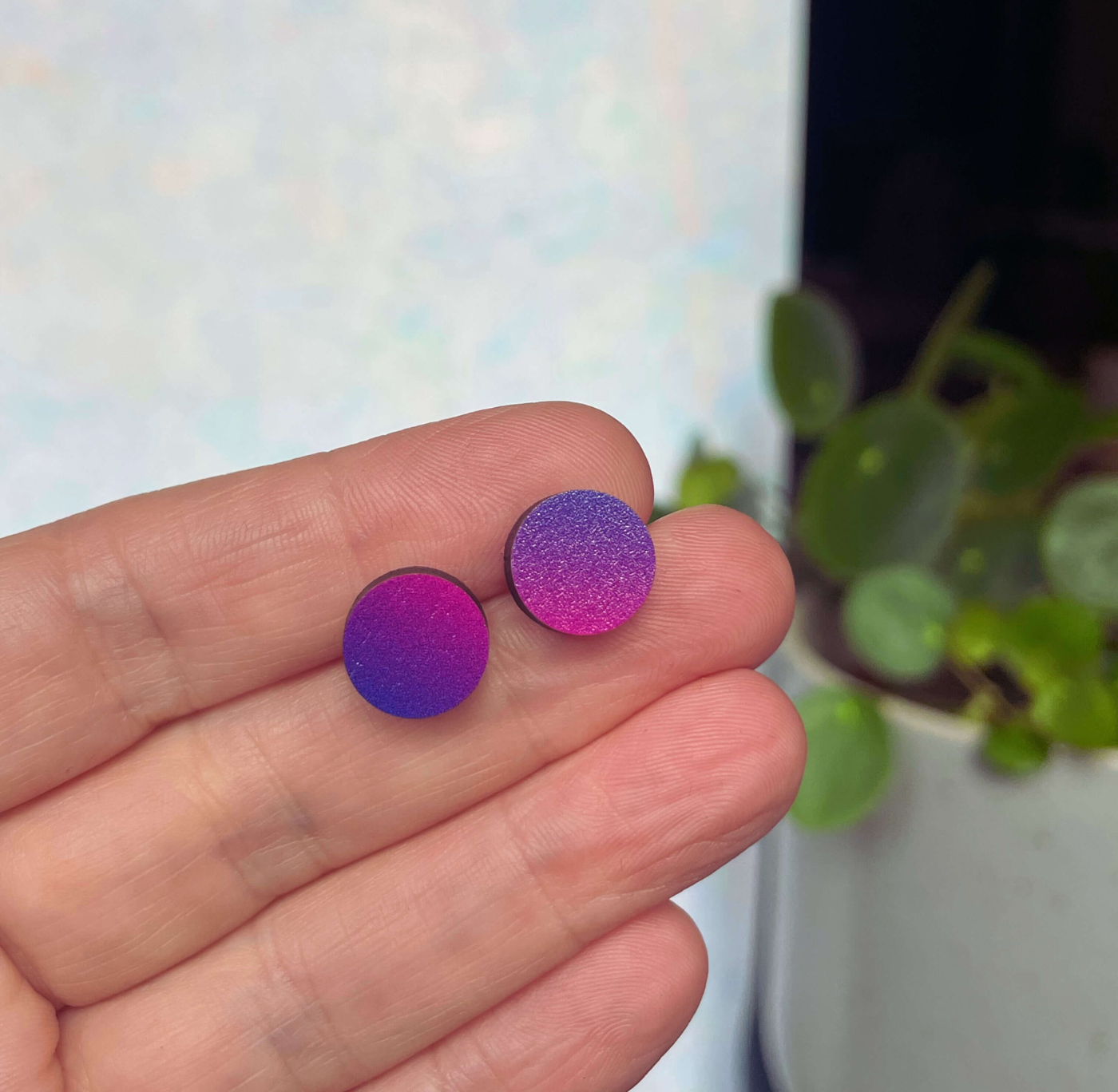 Earrings: Circle Stud Purple Haze