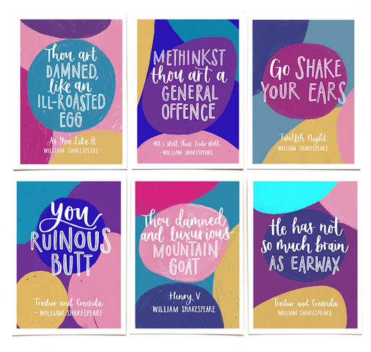 Postcard Pack: Set of 6 Shakespearean Insults Postcards