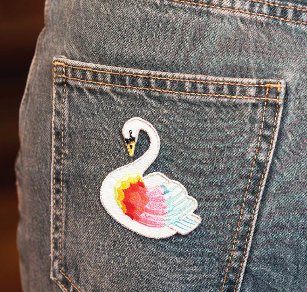Iron on Patch: Rainbow Swan