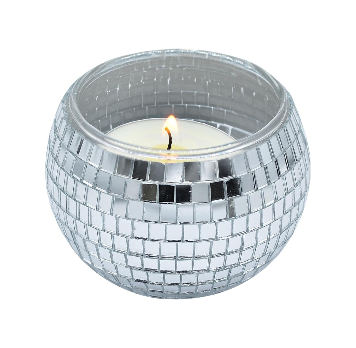 Silver Mirrorball Tealight Holder