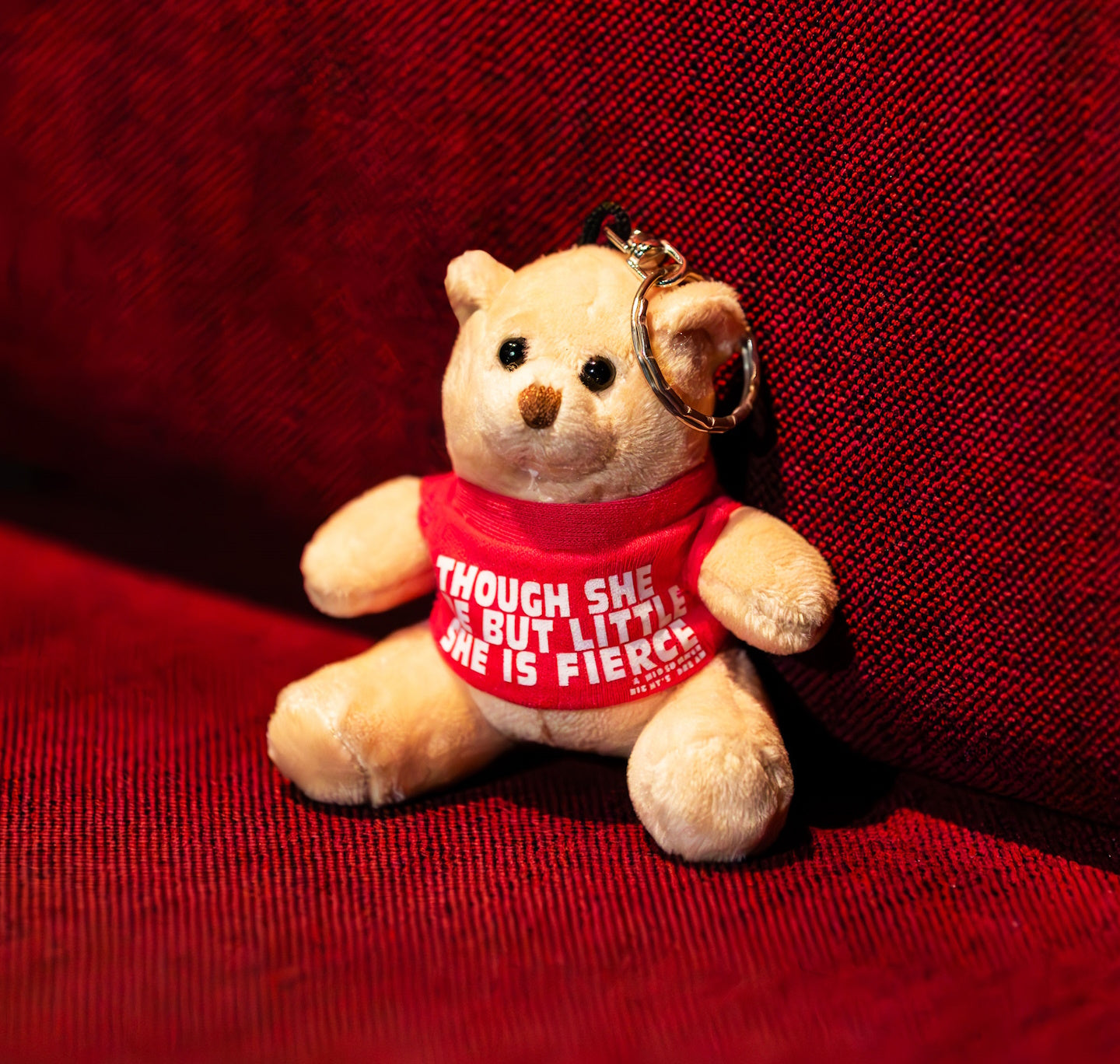 Teddy Bear Keyring: Though She Be but Little She Is Fierce