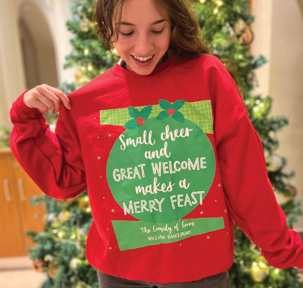 Christmas Sweatshirt: Small Cheer and Great Welcome Makes A Merry Feast