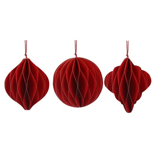 Red Paper Honeycomb Decorations