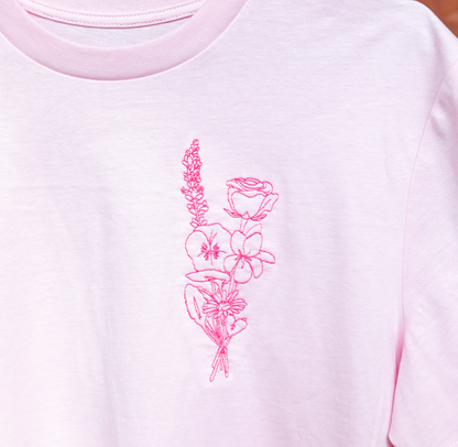 Adult T Shirt: Ophelia's Flowers Cotton Candy Pink