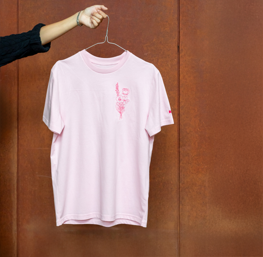 Adult T Shirt: Ophelia's Flowers Cotton Candy Pink