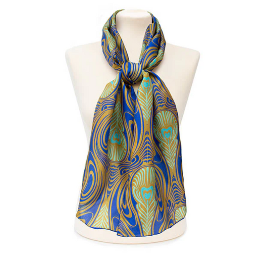 Scarf: Art Deco Peacock Silk Habotai