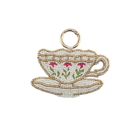 Bag Charm: Beaded Tea Cup
