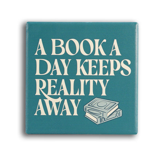 Ceramic Coaster: A Book A Day Keeps Reality Away