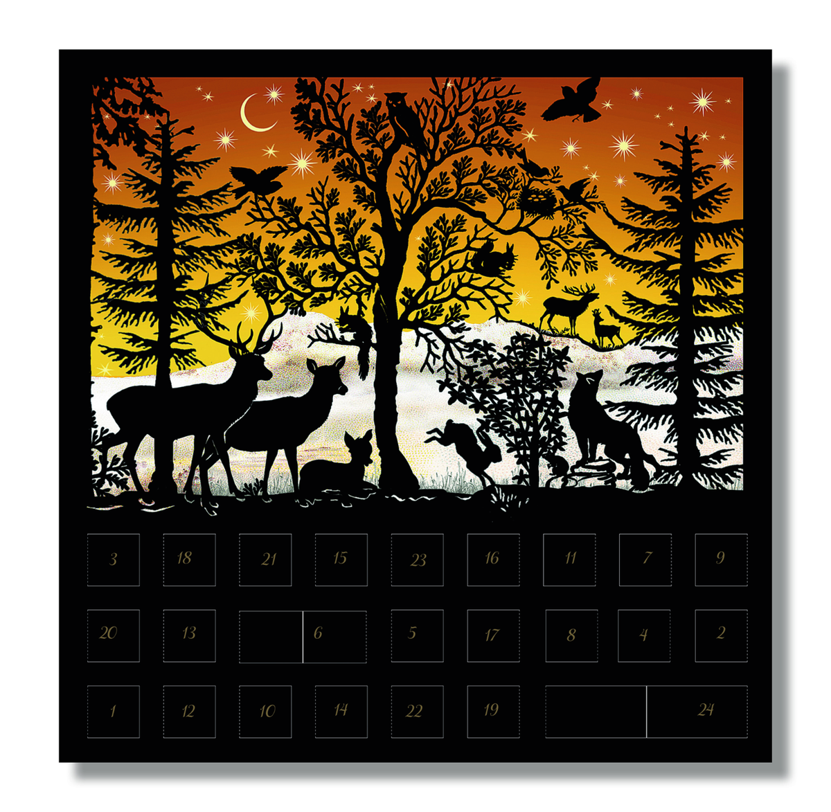 Christmas Card: Christmas Scene Silhouettes Advent Calendar