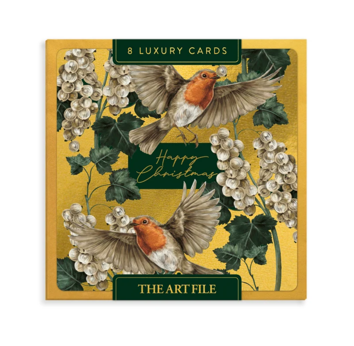 Christmas Card Luxury Box Set: Golden Robins