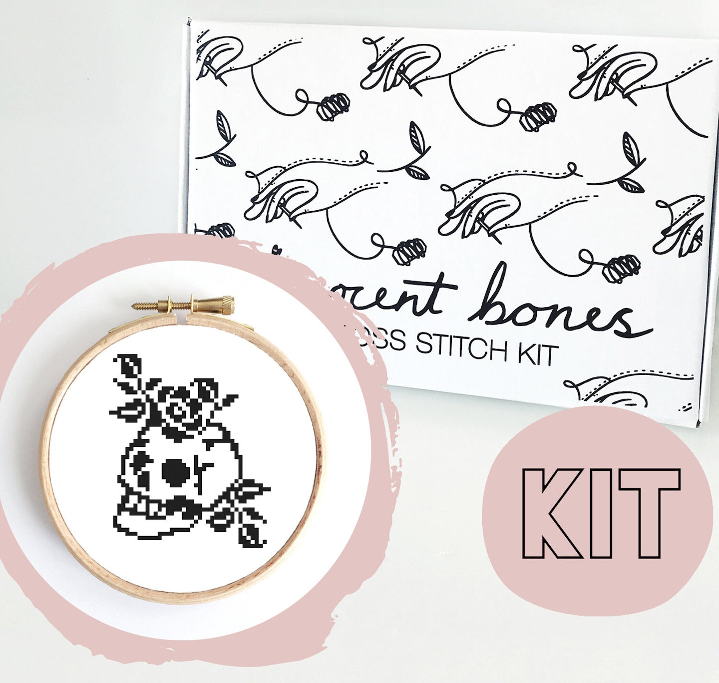 Cross Stitch Kit: Skull & Roses