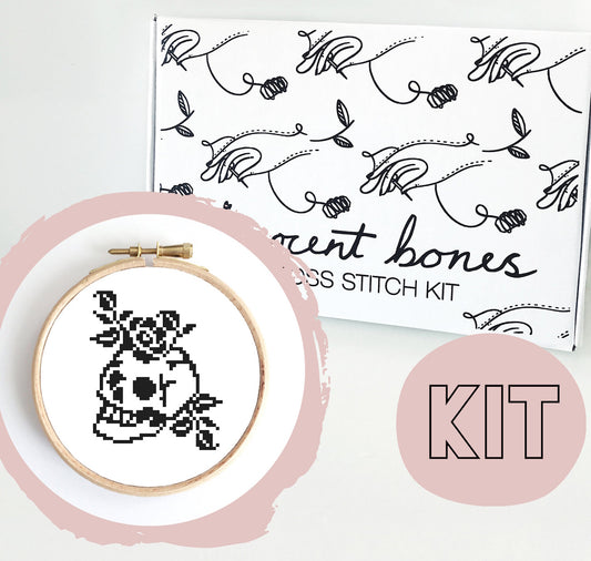 Cross Stitch Kit: Skull & Roses