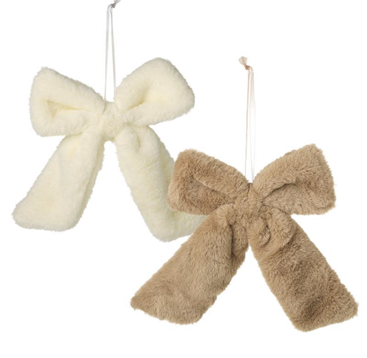 Decoration: Fluffy Cream & Brown Bow