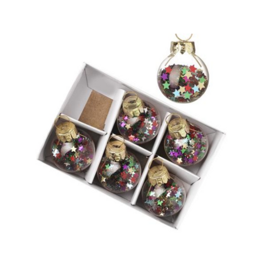 Decoration: Multi Coloured Star Filled Bauble Set