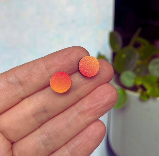 Earrings: Circle Stud Fire Orange