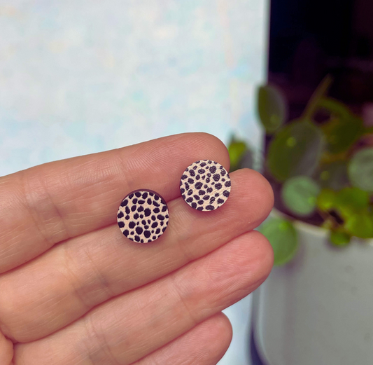 Earrings: Circle Stud Nude Leopard