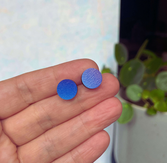 Earrings: Circle Stud Ocean Blue