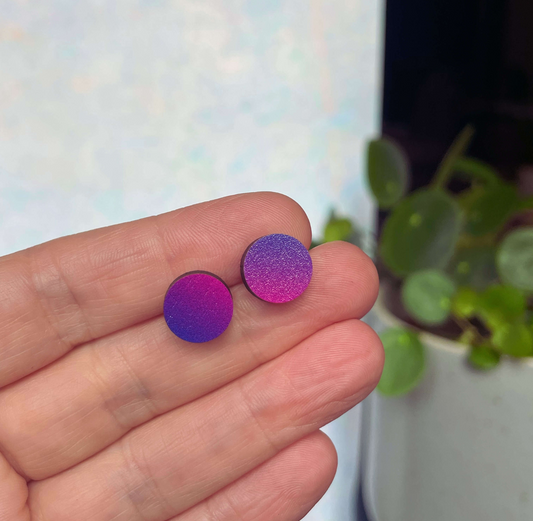 Earrings: Circle Stud Purple Haze