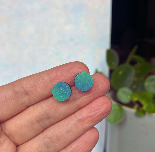 Earrings: Circle Stud Sea Green