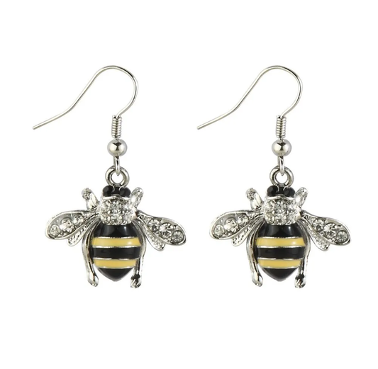 Earrings: Crystal Glass Bee