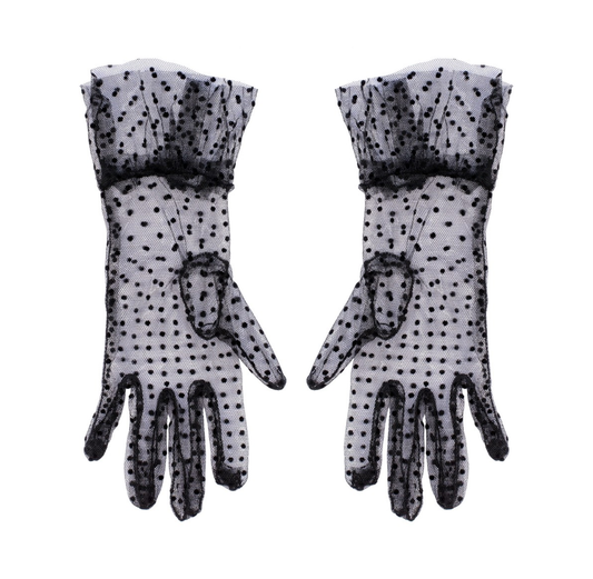 Gloves: Polka Dot Black
