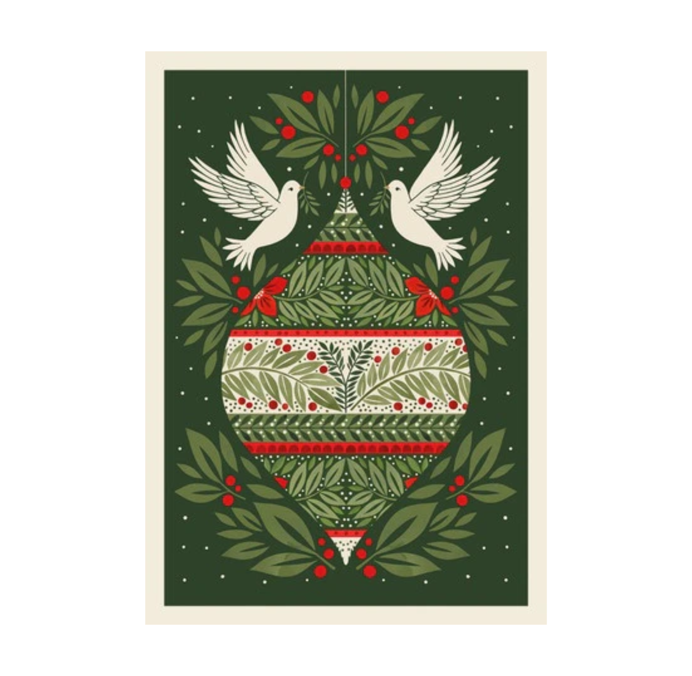 Christmas Card: Doves & Bauble