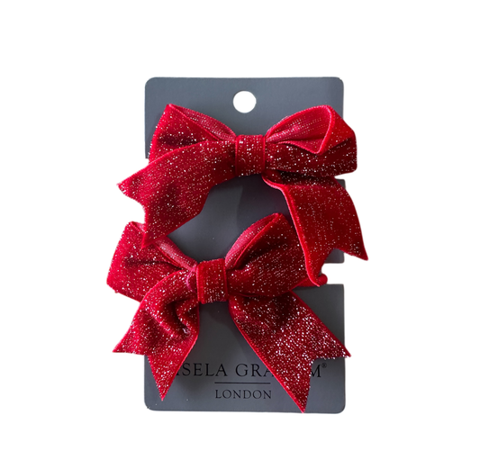 Hair Toggles: Red Glitter Bows