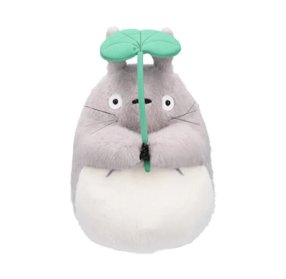 Large Grey Totoro Plush With Leaf - My Neighbour Totoro
