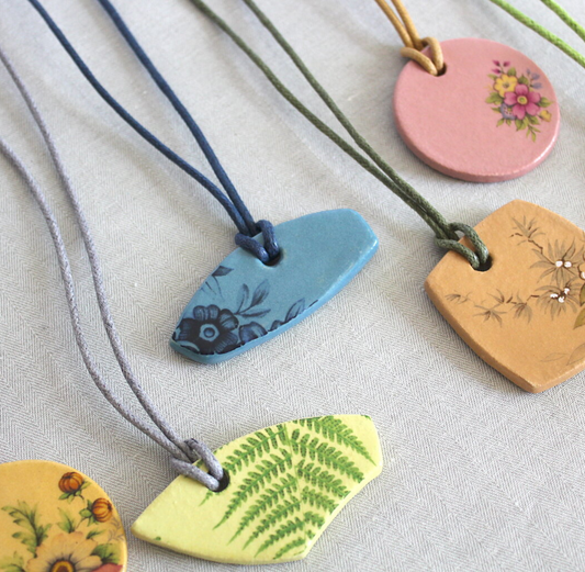 Necklace: Floral Ceramic