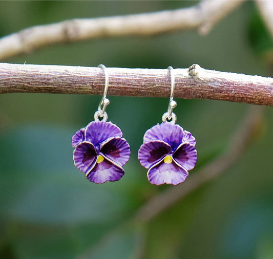 Earrings: Purple Pansy
