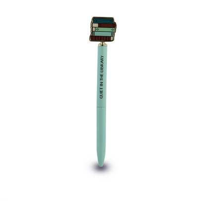 Pen With Topper: Quiet In The Library