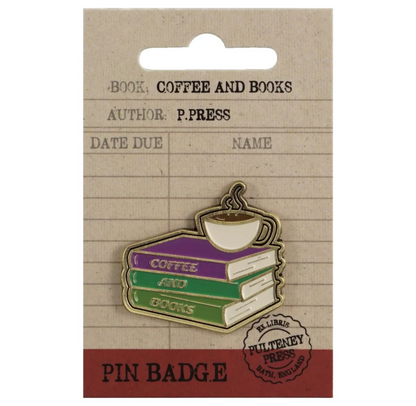Pin Badge: Coffee And Books