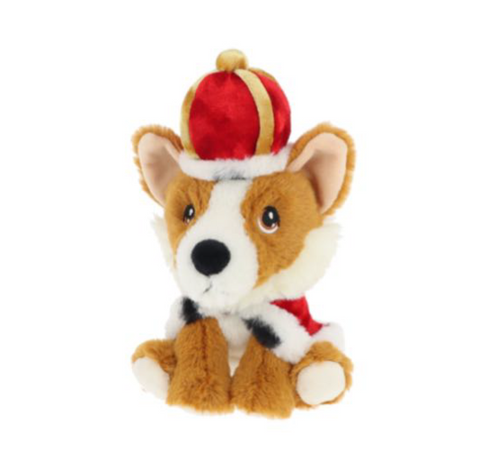 Plush Sitting Corgi With Cape & Crown